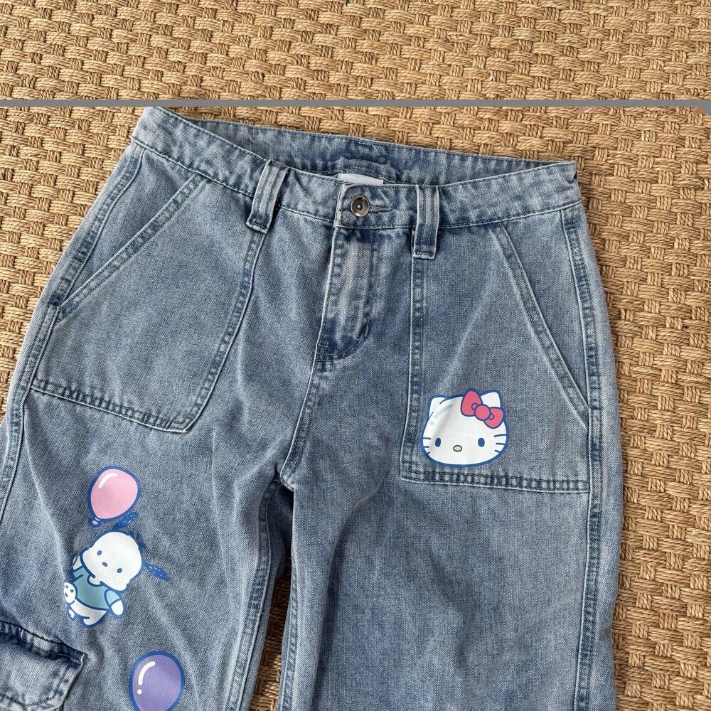 Hello Kitty By Sanrio Balloon Denim Cargo Pants Size 3 *Missing Belt* - Picture 4 of 14